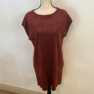 Aritzia Wilfred Free Faux Suede Terracotta Nori Mini Shift Dress Small Pockets